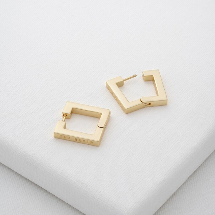 Ted Baker SAADIEY Yellow Gold Coloured Large Square Hinge Earrings