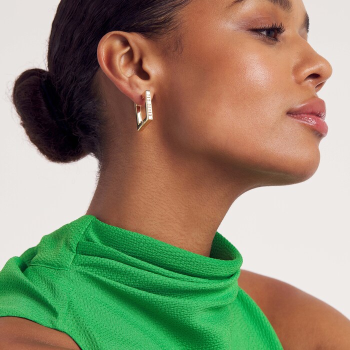 Ted Baker SAADIEY Yellow Gold Coloured Large Square Hinge Earrings