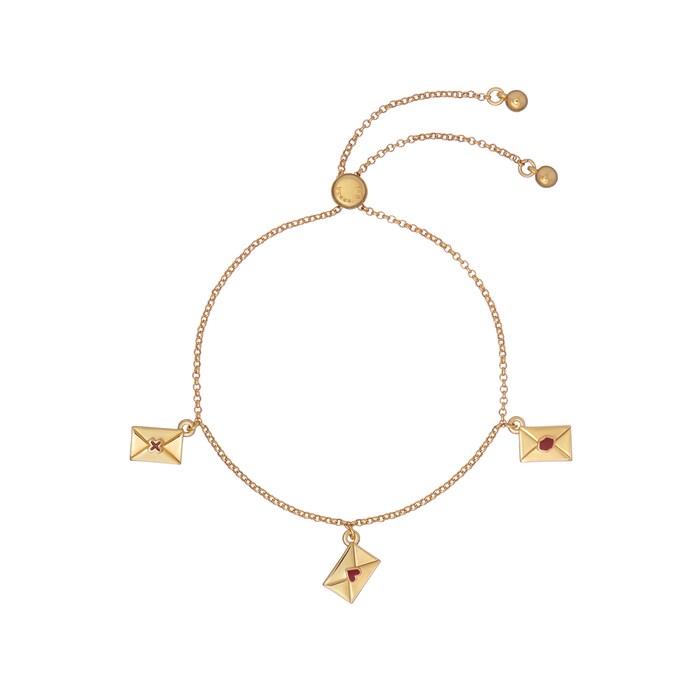 Ted Baker LARSELA Yellow Gold Plated Love Letter Charm Bracelet