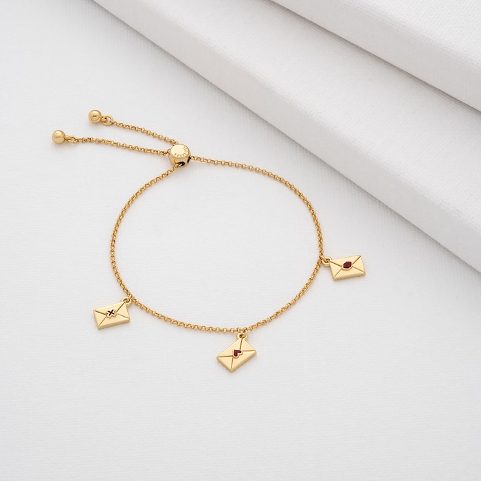 Ted Baker LARSELA Yellow Gold Plated Love Letter Charm Bracelet