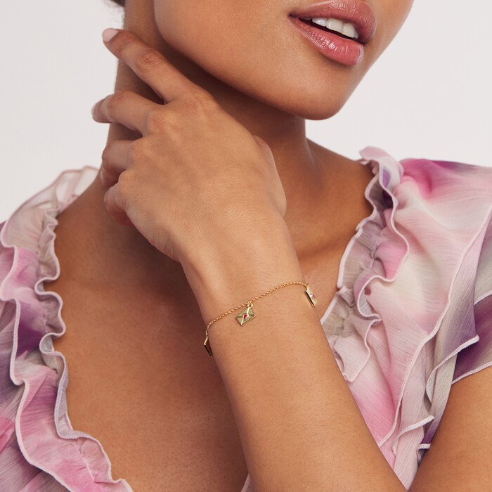 Ted Baker LARSELA Yellow Gold Plated Love Letter Charm Bracelet