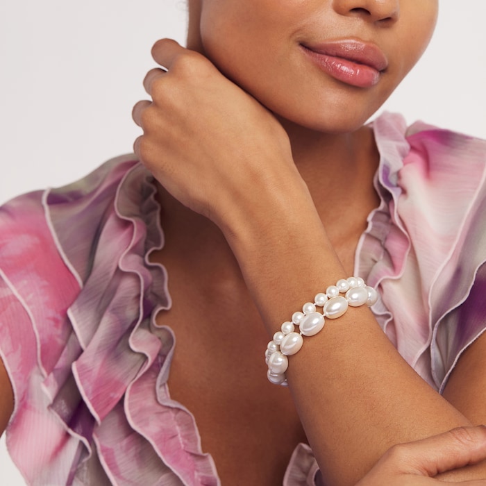 Ted Baker PARKAH Yellow Gold Plated Pearl Bubble Double Strand Bracelet