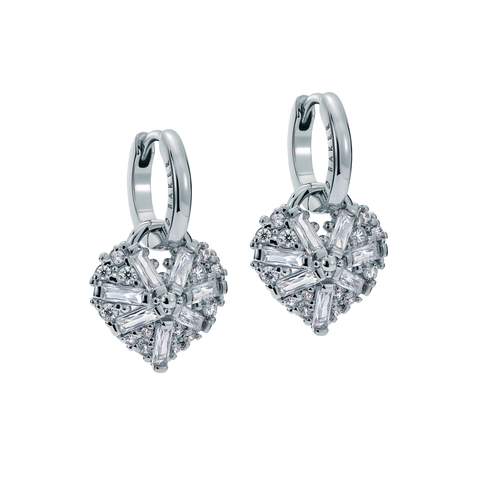 Ted Baker Cherise White Gold Coloured Crystal Heart Drop Earrings Ted Baker Cherise White Gold Coloured Crystal Heart Drop Earrings