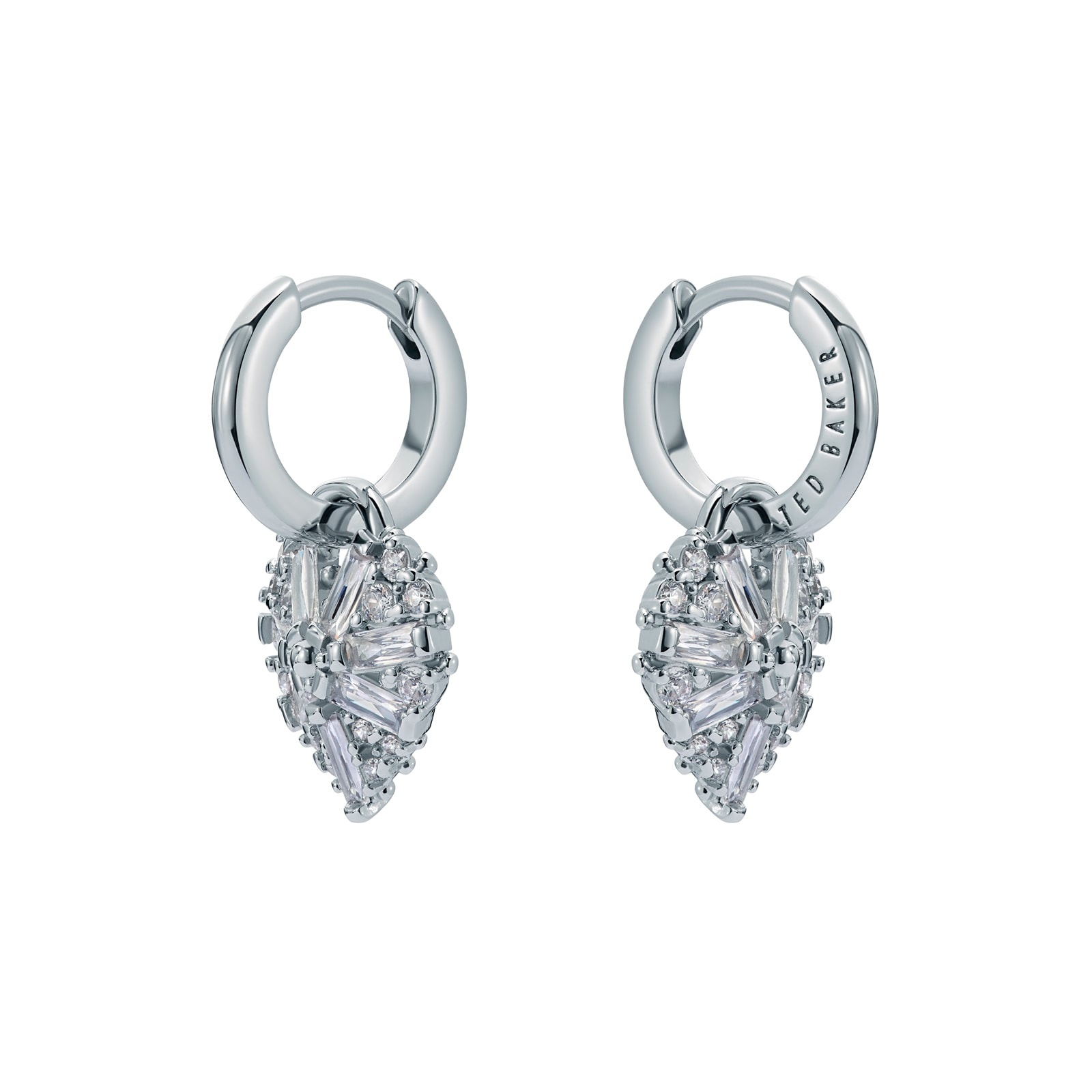 Ted Baker Cherise White Gold Coloured Crystal Heart Drop Earrings Ted Baker Cherise White Gold Coloured Crystal Heart Drop Earrings