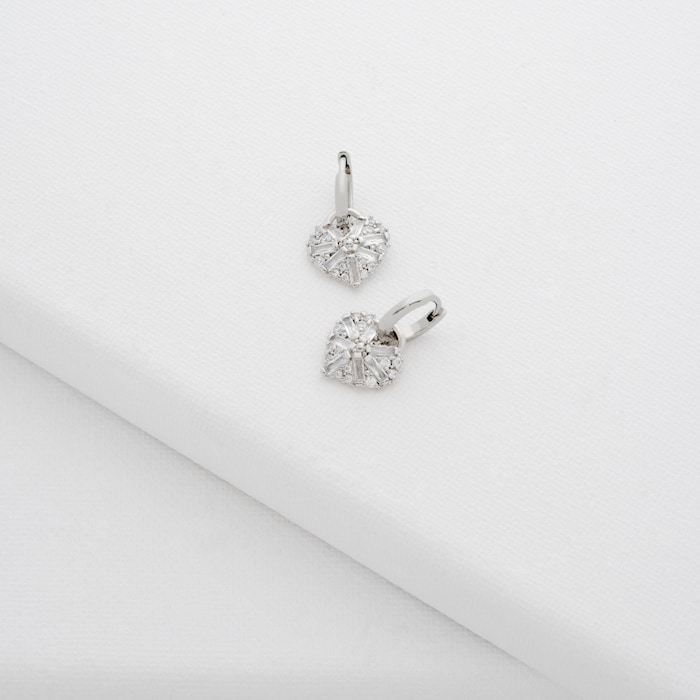 Ted Baker Cherise White Gold Coloured Crystal Heart Drop Earrings