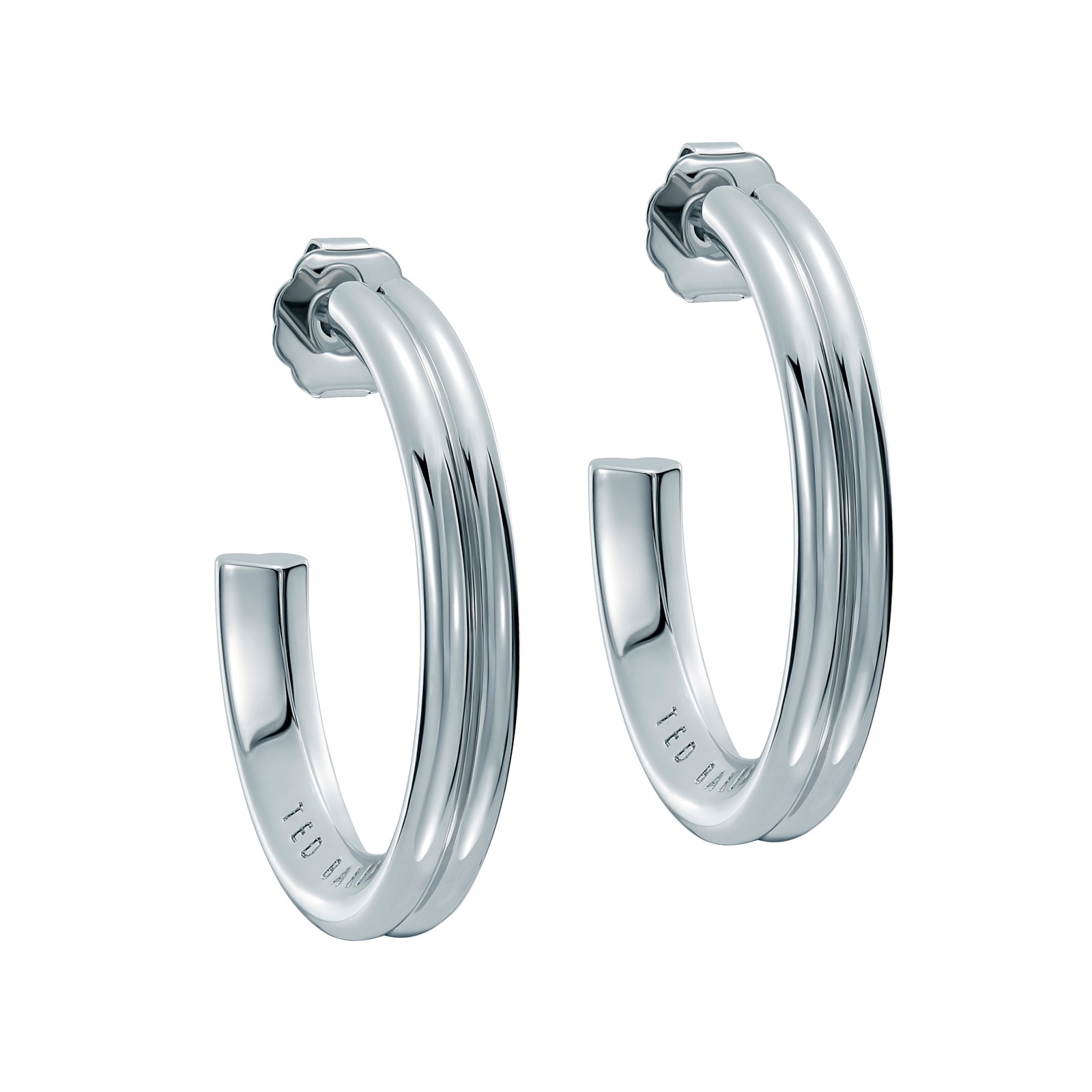Ted Baker White Gold Coloured Hisla Hidden Heart Large Hoop Earrings