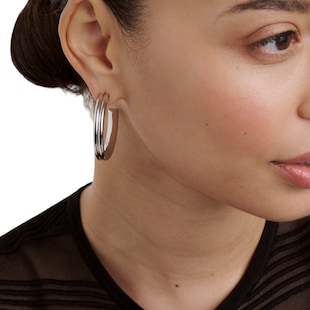 Ted Baker White Gold Coloured Hisla Hidden Heart Large Hoop Earrings