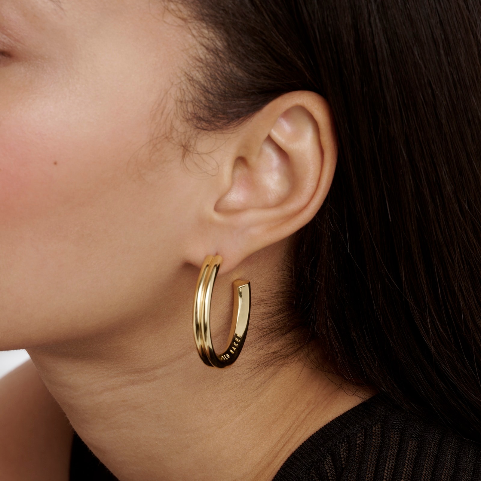 Ted Baker Yellow Gold Coloured Hisla Hidden Heart Large Hoop Earrings