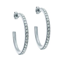 37240997 - White Gold Coloured Clanci Cubic Zirconia Medium Hoop Earrings