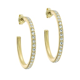37240998 - Yellow Gold Coloured Clanci Cubic Zirconia Medium Hoop Earrings