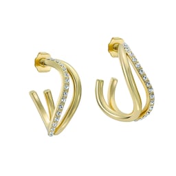 37241013 - Yellow Gold Coloured Wayva Jewelled Wave Cubic Zirconia Large Hoop Earrings