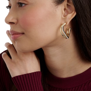 Ted Baker Yellow Gold Coloured Wayva Jewelled Wave Cubic Zirconia Large Hoop Earrings