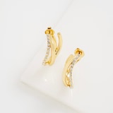 Ted Baker Yellow Gold Coloured Wayva Jewelled Wave Cubic Zirconia Large Hoop Earrings