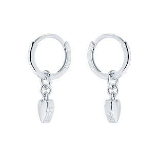 Ted Baker White Gold Coloured Harrye SweetHeart Huggie Earrings