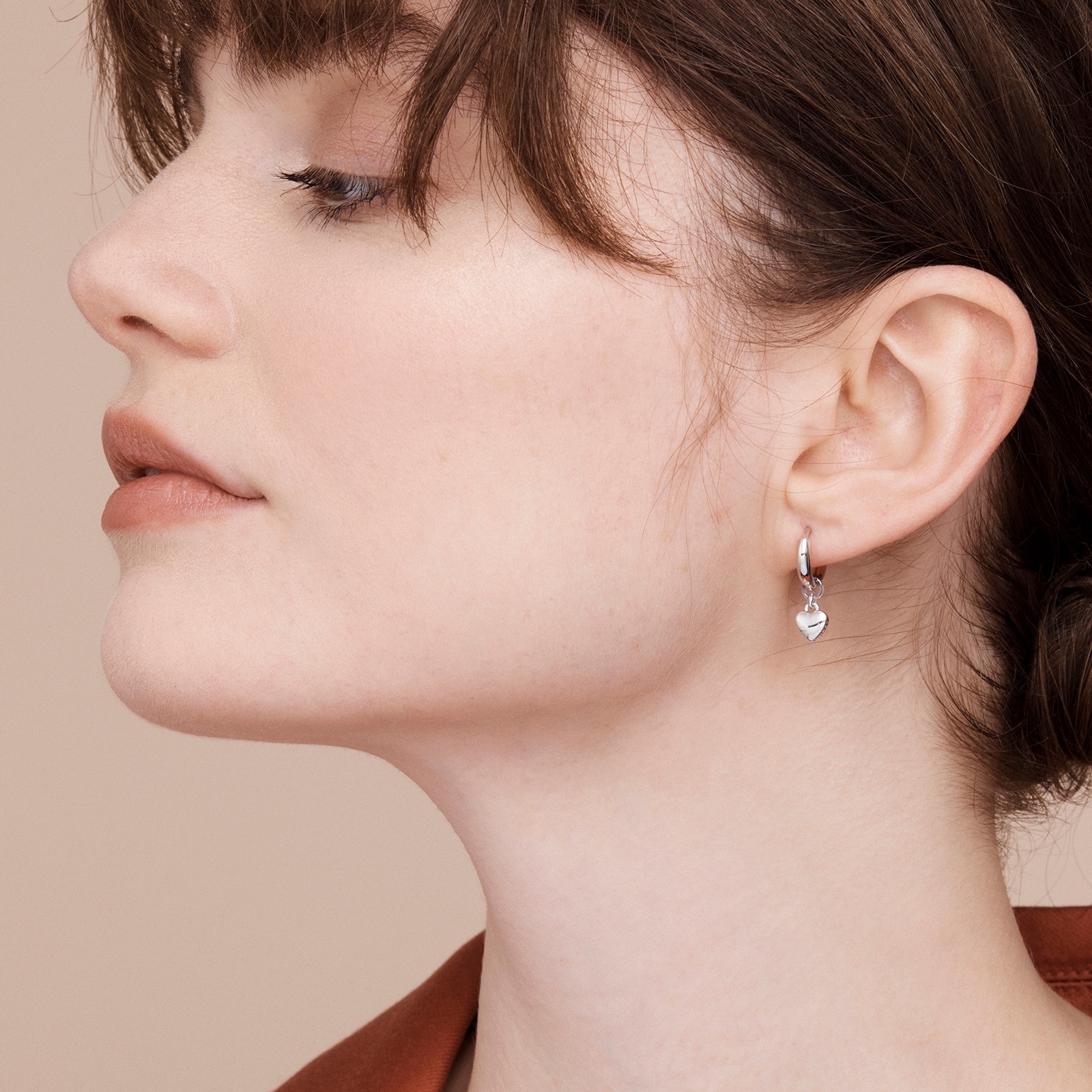 Ted Baker White Gold Coloured Harrye SweetHeart Huggie Earrings