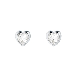 37241017 - White Gold Coloured Han Crystal Heart Stud Earrings