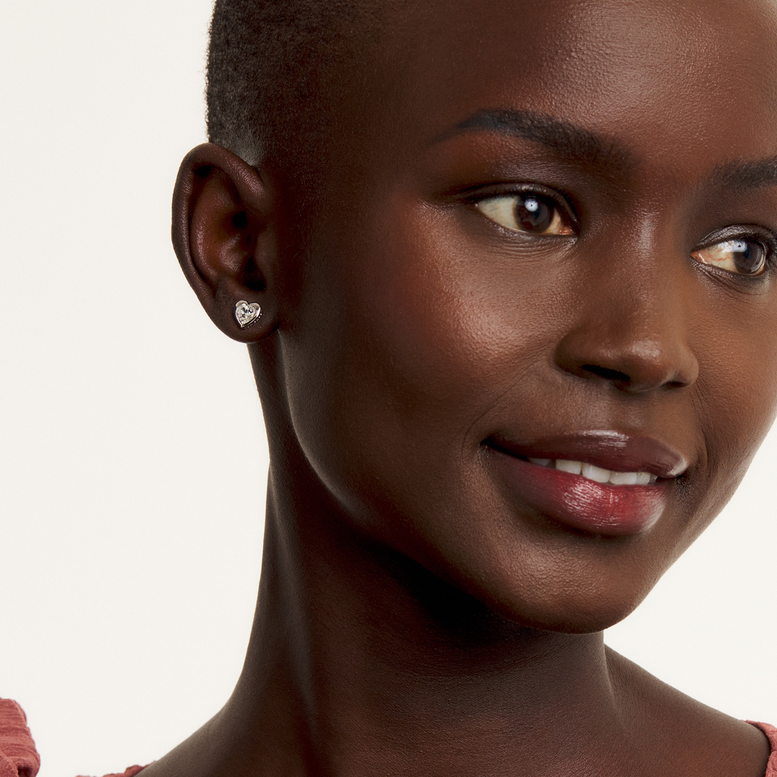 Ted Baker White Gold Coloured Han Crystal Heart Stud Earrings