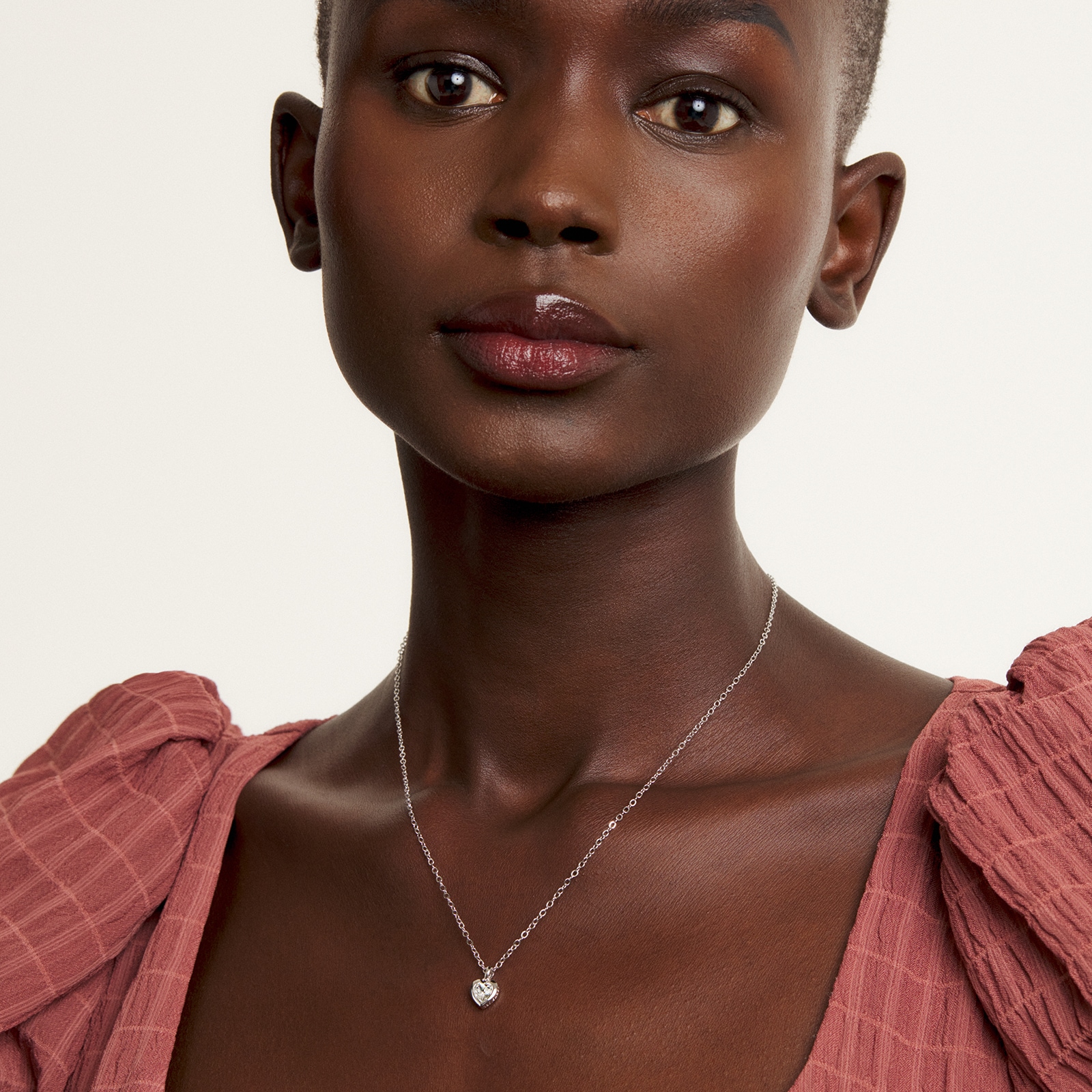Ted Baker White Gold Coloured Hannela Crystal Heart Necklace