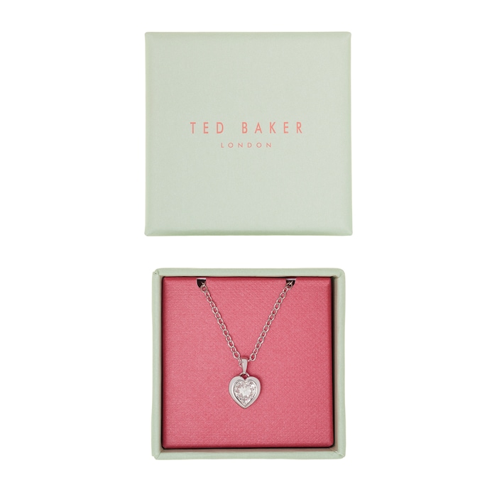 Ted Baker White Gold Coloured Hannela Crystal Heart Necklace