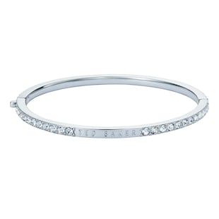 Ted Baker White Gold Coloured Claudia Classic Crystal Cubic Zirconia Bangle