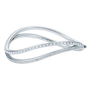 Ted Baker White Gold Coloured Wavie Jewelled Wave Cubic Zirconia Bangle