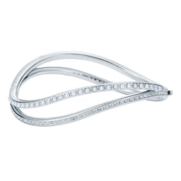 37241023 - White Gold Coloured Wavie Jewelled Wave Cubic Zirconia Bangle
