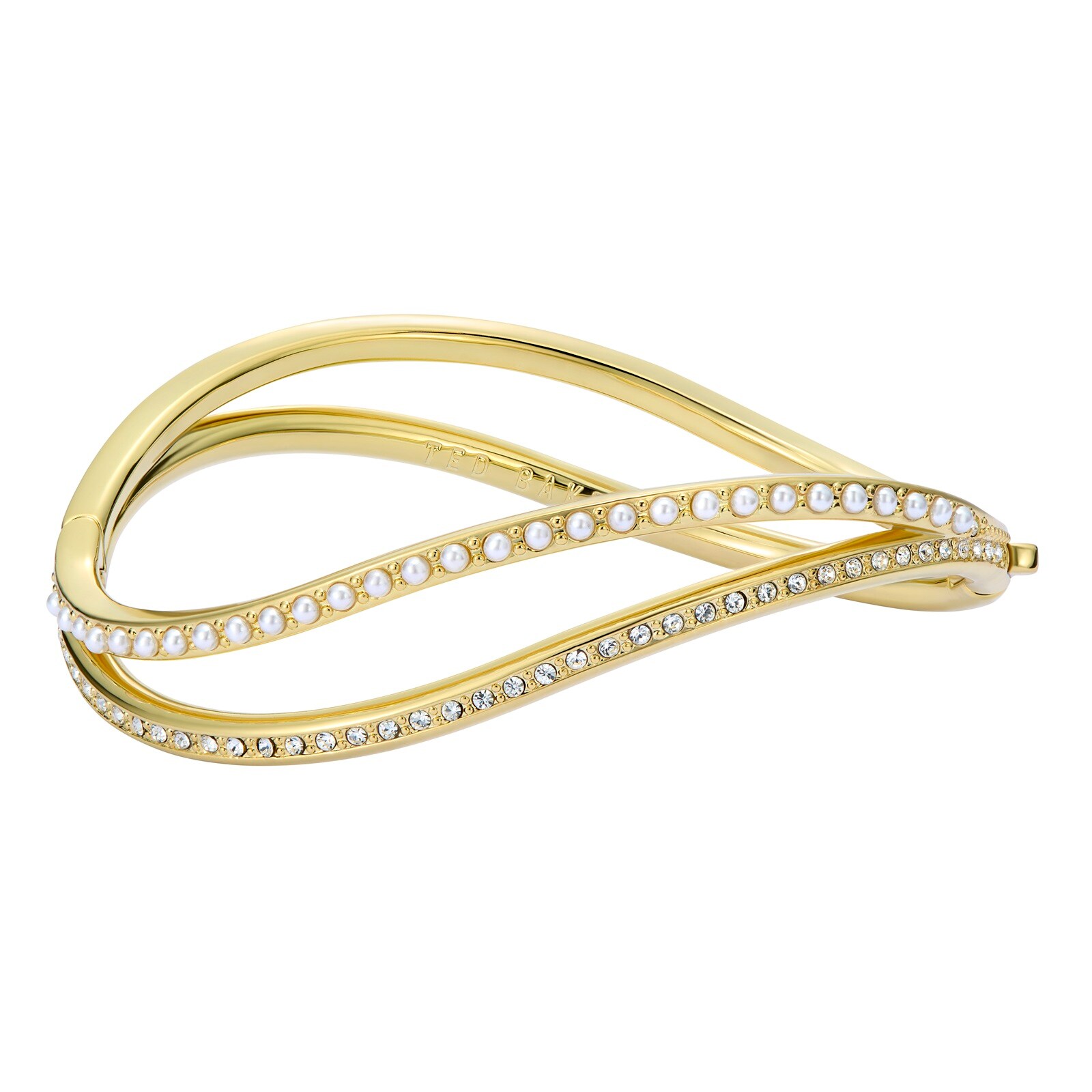 Ted Baker Yellow Gold Coloured Wavie Jewelled Wave Cubic Zirconia Bangle