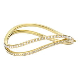 37241024 - Yellow Gold Coloured Wavie Jewelled Wave Cubic Zirconia Bangle