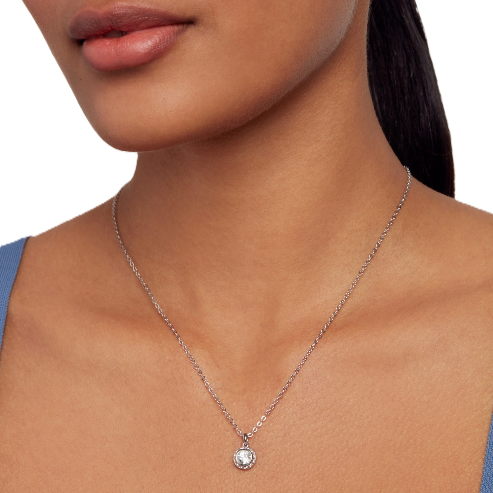 Ted Baker White Gold Coloured Soltell Cubic Zirconia Pendant Necklace
