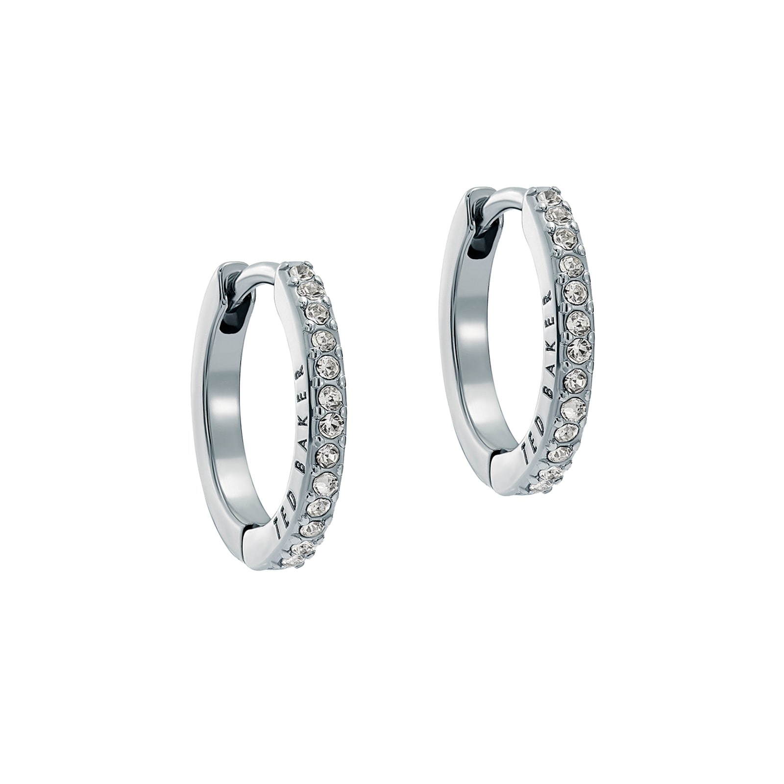Ted Baker White Gold Coloured Heplie Cubic Zirconia Huggie Hoop Earrings