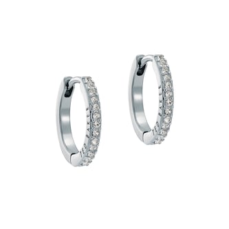 Ted Baker White Gold Coloured Heplie Cubic Zirconia Huggie Hoop Earrings