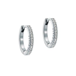 37241033 - White Gold Coloured Heplie Cubic Zirconia Huggie Hoop Earrings
