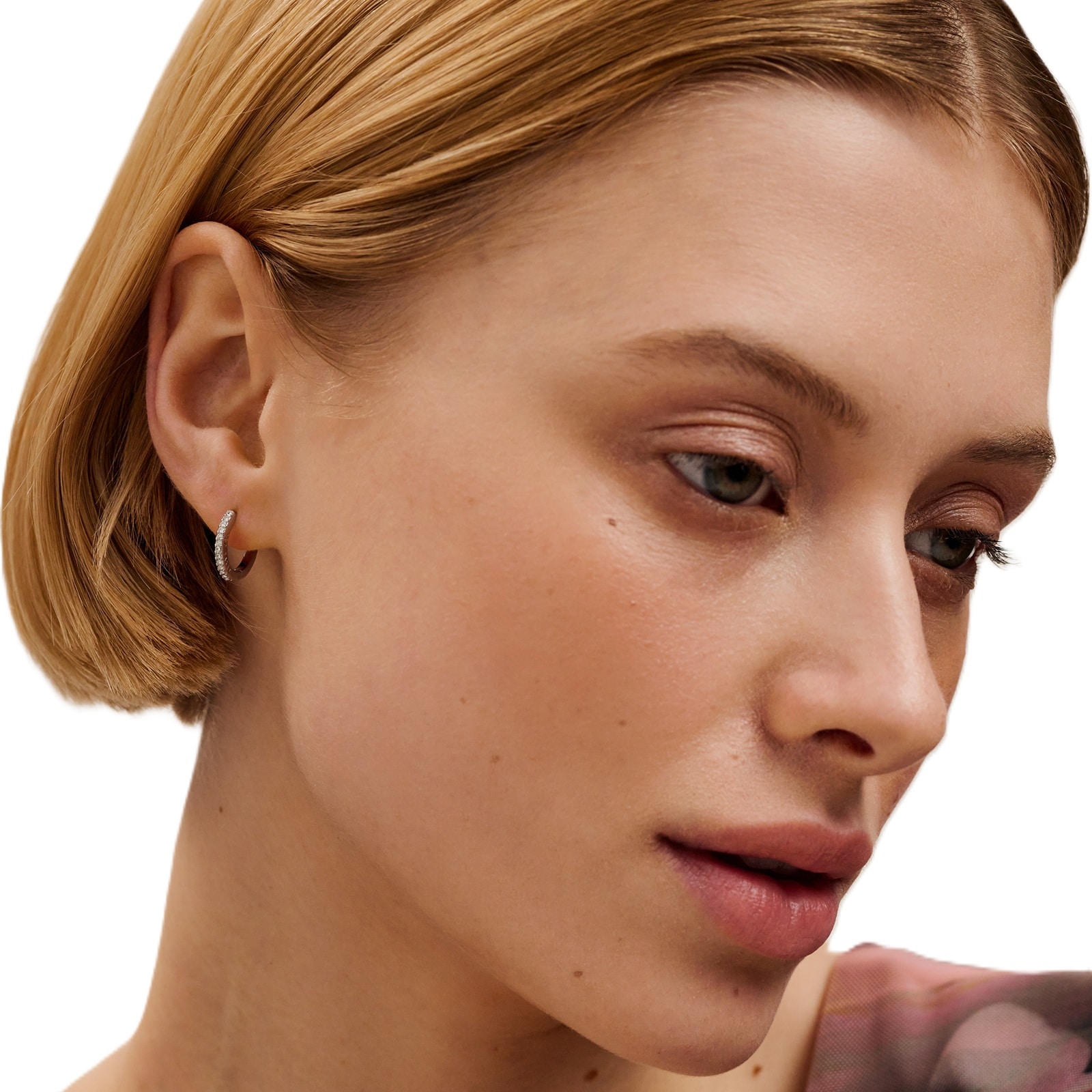 Ted Baker White Gold Coloured Heplie Cubic Zirconia Huggie Hoop Earrings