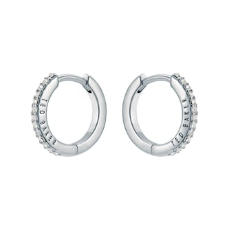 Ted Baker White Gold Coloured Heplie Cubic Zirconia Huggie Hoop Earrings Ted Baker White Gold Coloured Heplie Cubic Zirconia Huggie Hoop Earrings