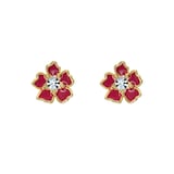 Ted Baker Yellow Gold Coloured Cubic Zirconia Painted Flower Stud Earrings
