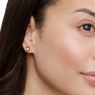 Ted Baker Yellow Gold Coloured Cubic Zirconia Painted Flower Stud Earrings