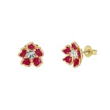 Ted Baker Yellow Gold Coloured Cubic Zirconia Painted Flower Stud Earrings