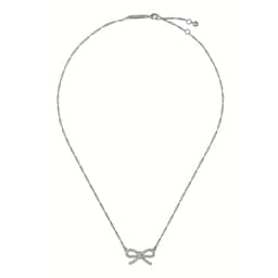 37241045 - Silver Coloured Ribah Cubic Zirconia Bow Pendant Necklace