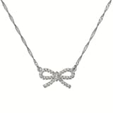 Ted Baker Silver Coloured Ribah Cubic Zirconia Bow Pendant Necklace