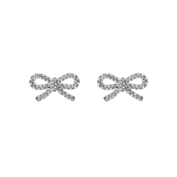 37241046 - Silver Coloured Ribecca Cubic Zirconia Bow Stud Earrings