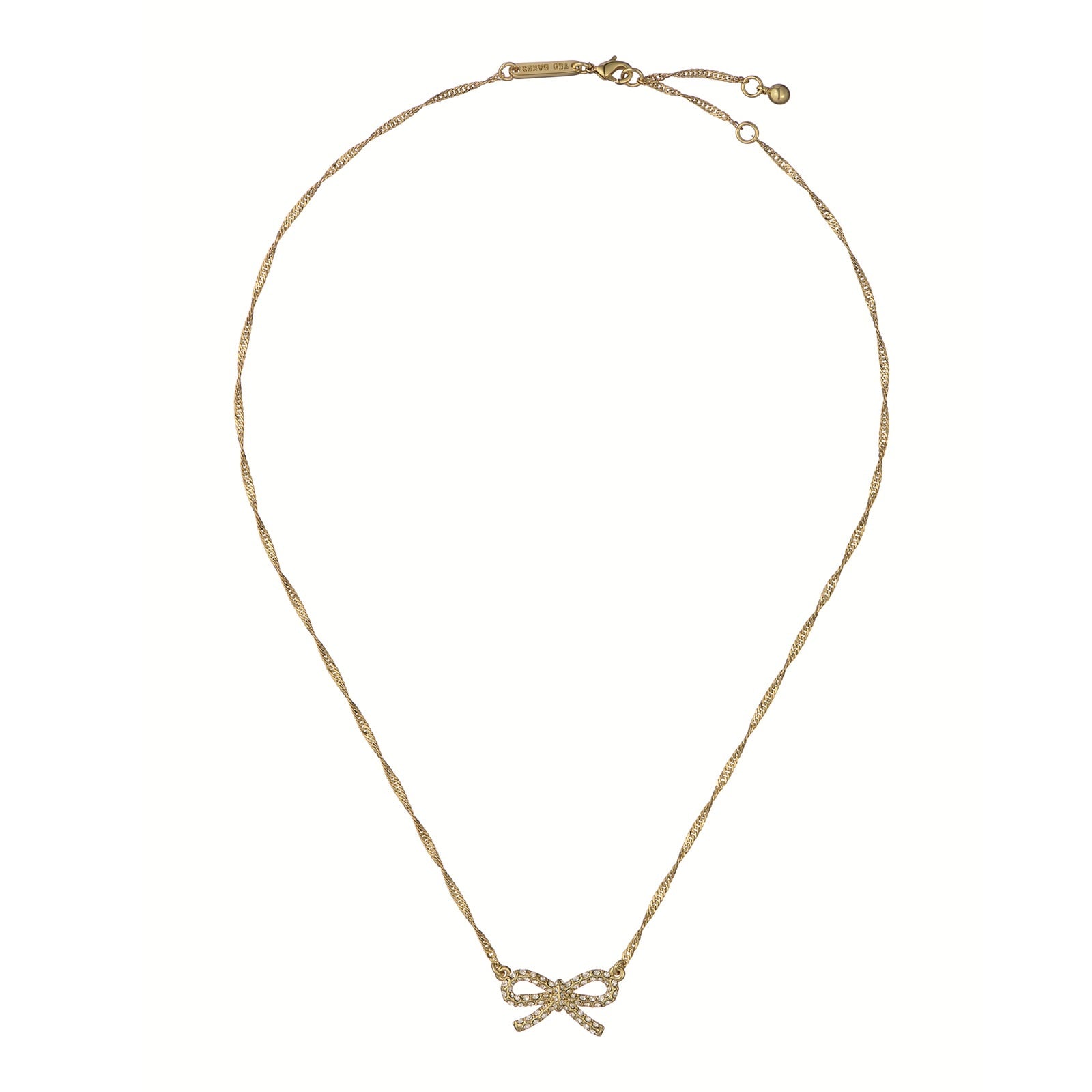 Ted Baker Yellow Gold Coloured Ribah Cubic Zirconia Bow Pendant Necklace
