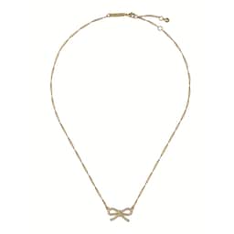 37241047 - Yellow Gold Coloured Ribah Cubic Zirconia Bow Pendant Necklace