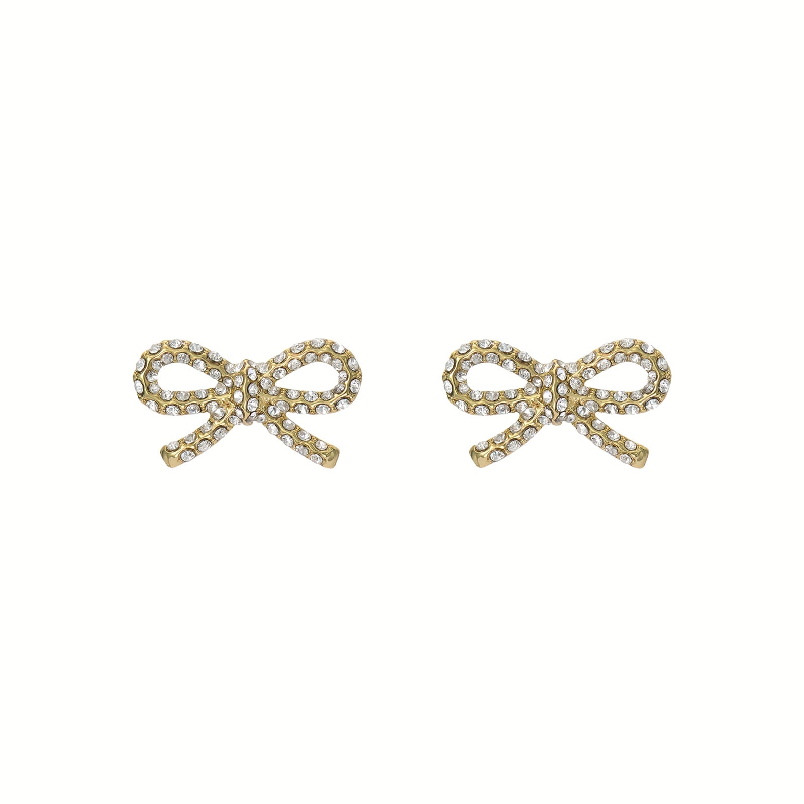 Ted Baker Yellow Gold Coloured Ribecca Cubic Zirconia Bow Stud Earrings