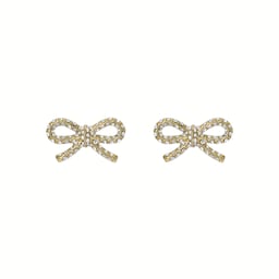 37241048 - Yellow Gold Coloured Ribecca Cubic Zirconia Bow Stud Earrings
