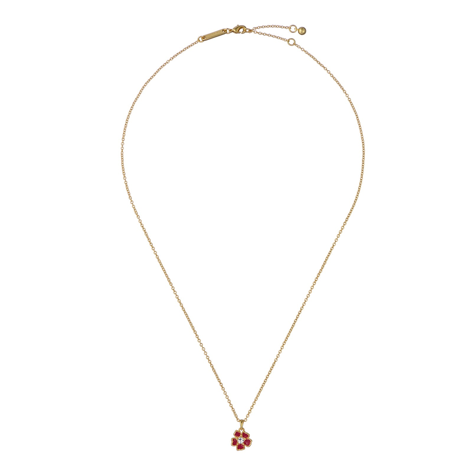 Ted Baker Yellow Gold Coloured Painted Flower Cubic Zirconia Pendant Necklace