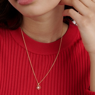 Ted Baker Yellow Gold Coloured Painted Flower Cubic Zirconia Pendant Necklace Ted Baker Yellow Gold Coloured Painted Flower Cubic Zirconia Pendant Necklace