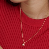 Ted Baker Yellow Gold Coloured Painted Flower Cubic Zirconia Pendant Necklace