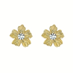 37241051 - Yellow Gold Coloured Petulia Cubic Zirconia Flower Statement Stud Earrings