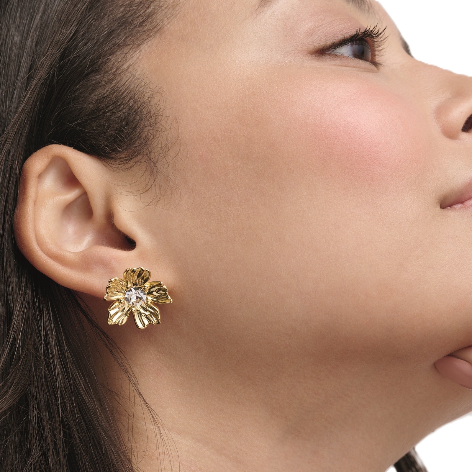 Ted Baker Yellow Gold Coloured Petulia Cubic Zirconia Flower Statement Stud Earrings