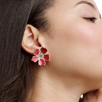 Ted Baker Yellow Gold Coloured Petinna Painted Flower Cubic Zirconia Stud Earrings Ted Baker Yellow Gold Coloured Petinna Painted Flower Cubic Zirconia Stud Earrings